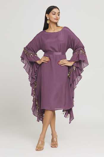 Label Lila Exaggerated Sleeve Dress With Belt 