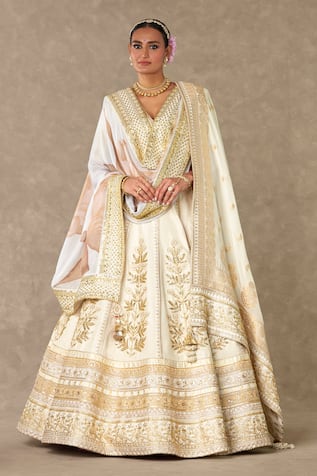 Masaba Raw Silk Neel Kamal Embroidered Bridal Lehenga Set 