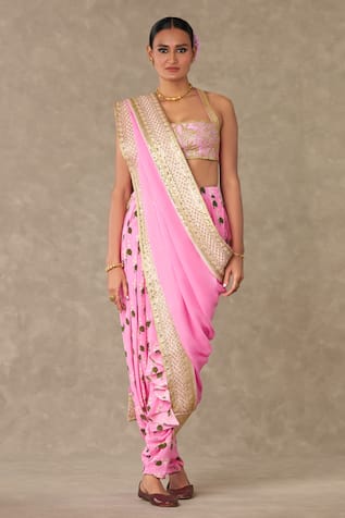 Masaba Pre Stitched Printed Dhoti Pant Saree With Bustier 