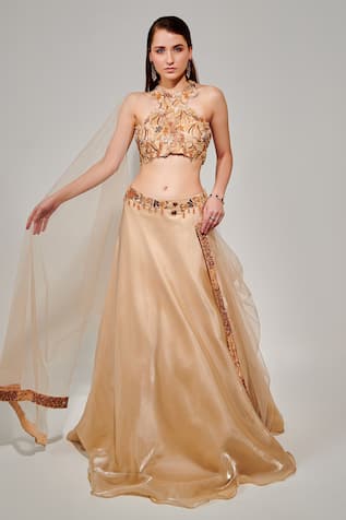 One Knot One Embellished Blouse Lehenga Set 