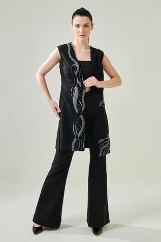 One Knot One Wave Embroidered Blazer Pant Set 