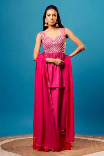 Harshita Singhvi Salli Hand Embroidered Kurta Palazzo Set 