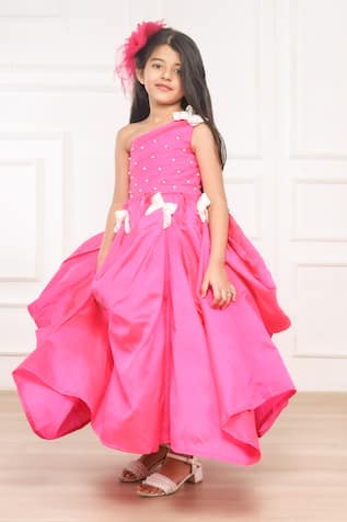 Pinkcow designs pvt ltd Tiny Tots Pearl Embellished Gown 