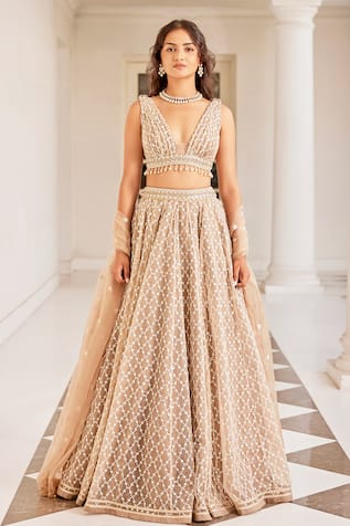 Cedar & Pine Trellis Embroidered Lehenga Set 