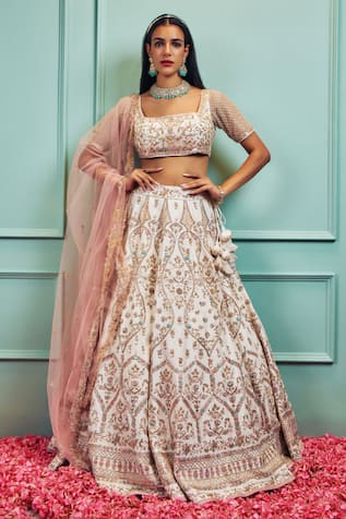 SAMMOHI BY MOKSHA AND HIRAL Zardozi Hand Embellished Bridal Lehenga Set 