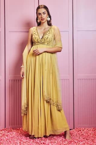 SAMMOHI BY MOKSHA AND HIRAL Hand Embellished Bodice Anarkali With Dupatta 