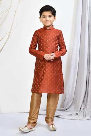 Petite Pomme Floral Woven Brocade Kurta Set 