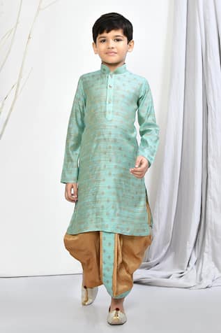 Floral Woven Motif Brocade Kurta Dhoti Pant Set 