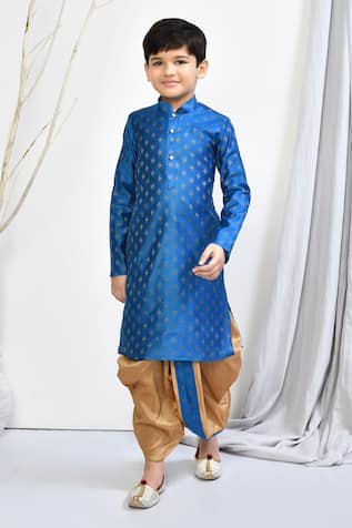 Petite Pomme Woven Floral Motif Kurta Dhoti Pant Set 