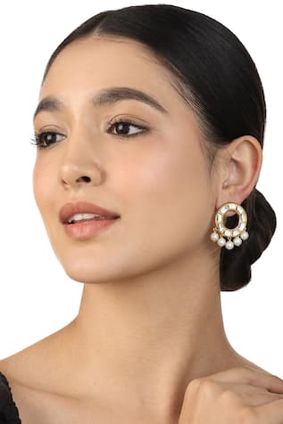Pearl Deco Embellished Dangler Earrings 