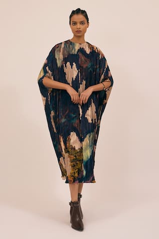 Amka Bloom Abstract Print Kaftan Dress 