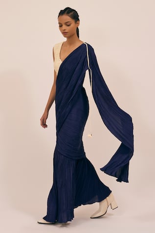 Amka Catnip Pleated Pre-Draped Saree 