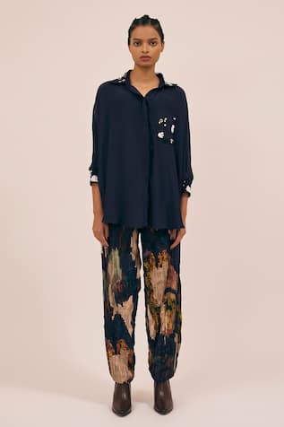 Amka Sudoku Bead Embroidered Shirt 