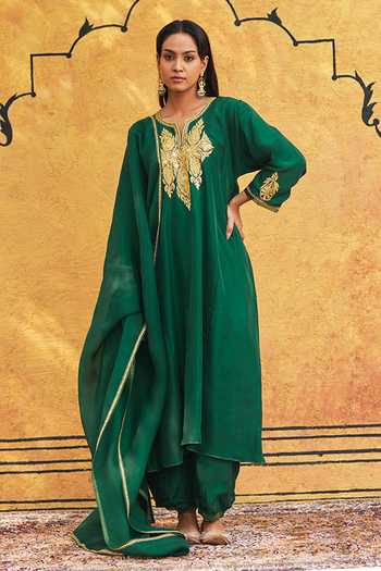 Weaver Story Tilla Embroidered Silk Kurta Set 