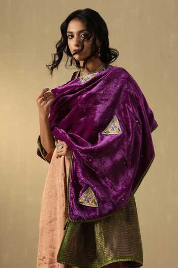 Weaver Story Geometric Zardozi Embroidered Doshala 