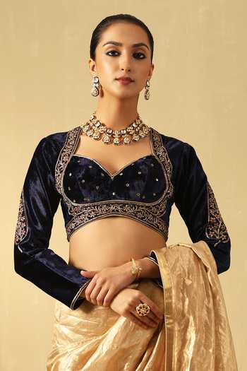 Weaver Story Zardozi Embroidered Velvet Blouse 