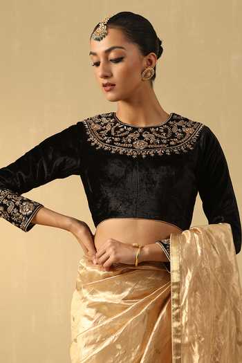 Weaver Story Zardozi Embroidered Backless Blouse 