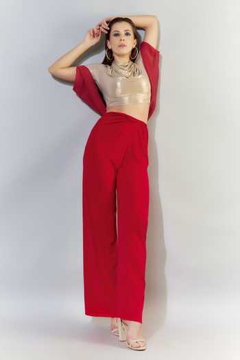 Cham Cham Metallic Crop Top & Pant Set 