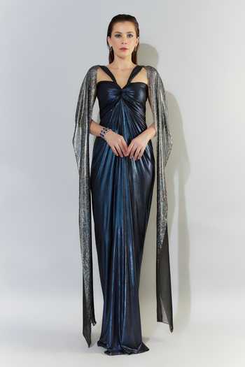 Cham Cham Metallic Gathered Gown 