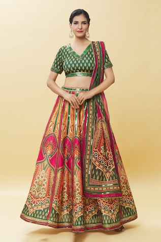 Samyukta Singhania Tribal Art Print Lehenga Set