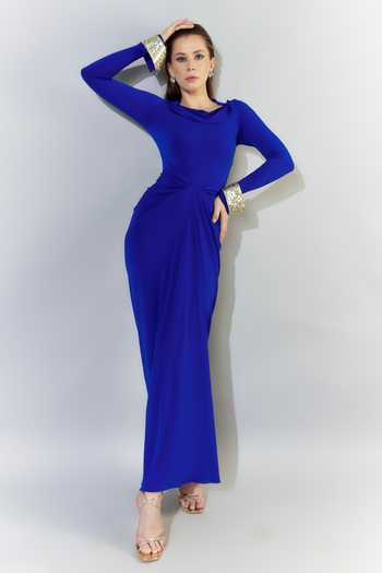 Cham Cham Draped Cuff Sleeve Gown 