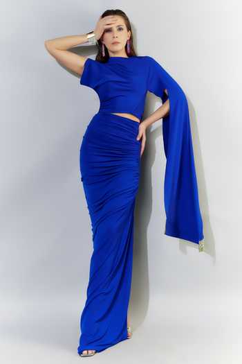 Cham Cham Cowl Neck Top & Gathered Skirt Set 