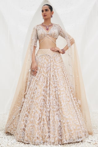 Mahima Mahajan Samia Crystal Swirl Embroidered Lehenga Set 