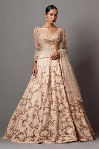 Mala and Kinnary Sequin Embellished Baroque Bridal Lehenga Set