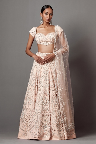 Mala and Kinnary Pearl Embellished Victorian Bridal Lehenga Set