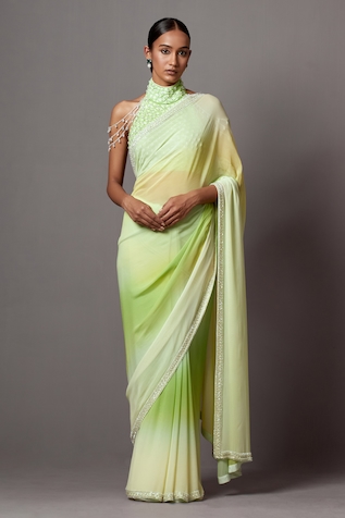 Mala and Kinnary Ombre Saree With Crystal Tassel Embellished Blouse