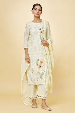 Adara Khan Floral Print Pure Cotton Kurta Set