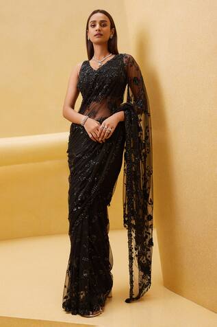 Istya Tonal Sequin Embroidered Saree With Blouse 