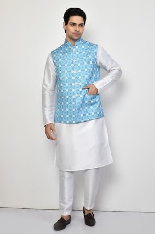 Sleeveless Geometric Mandala Nehru Jacket 