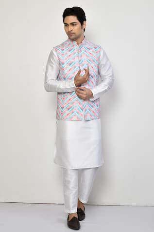 Arihant Rai Sinha Chevron Pattern Nehru Jacket 
