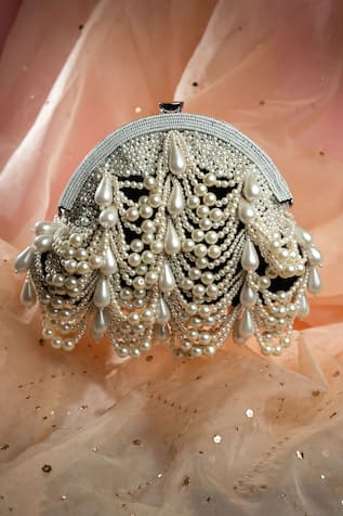 Nayaab By Sonia Oyster Frame Pearl Embellished Potli 