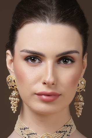 Floral Meenakari Work Jhumkas 
