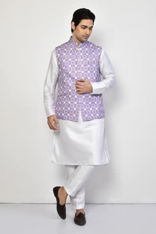Geometric Print Bundi Kurta Set 