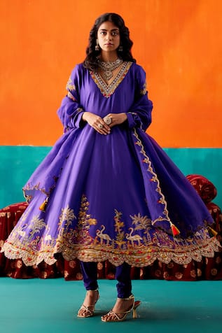 Aman Takyar Flora & Fauna Embroidered Anarkali Set 