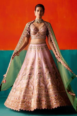 Aman Takyar Peacock Embroidered Bridal Lehenga Set 