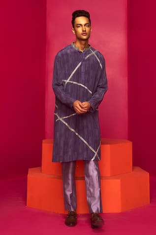 Krisha Sunny Ramani Stripe Placement Embroidered Kurta Set 