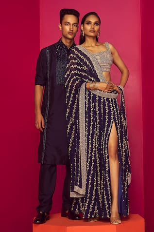 Krisha Sunny Ramani Sequin Placement Embroidered Kurta Set 