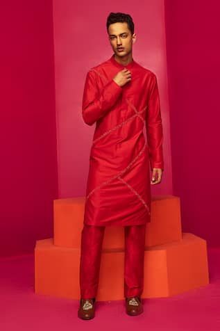 Krisha Sunny Ramani Cotton Silk Embroidered Kurta Set 