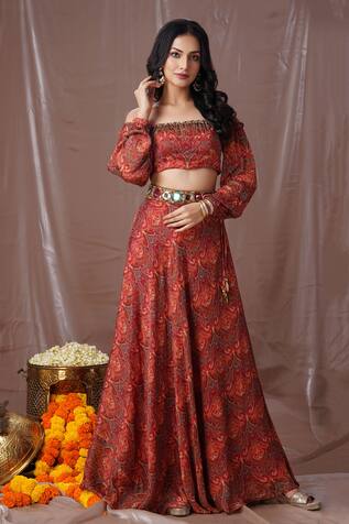 Orange 2024 skirt lehenga