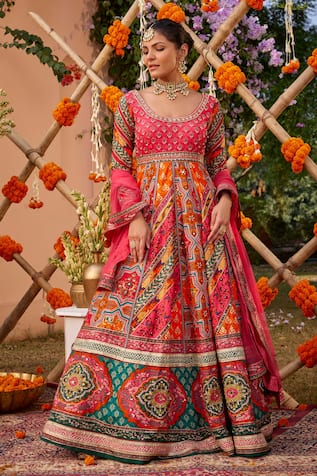 Kalista Adhaya Printed Panelled Anarkali With Dupatta 