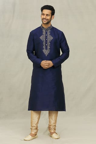 Floral Vine Embroidered Kurta With Churidar 