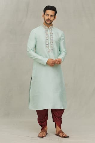 Embroidered Placket Kurta & Dhoti Pant Set 