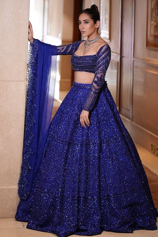 Riantas Murielle Hand Embroidered 12 Kali Bridal Lehenga Set 