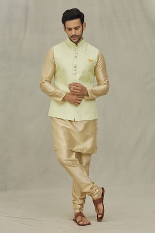 Diamond Embroidered Green Bundi 