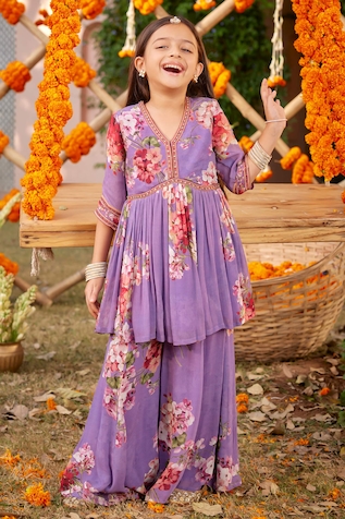 Kalista Kiara Floral Pattern Embroidered Kurta Gharara Set