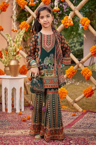 Kalista Siah Floral Pattern Kurta Gharara Set 